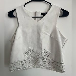 Off White Cropped Top with lace trims.